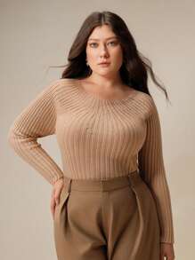 Anewsta pull à col rond à manches longues pour femme, avec strass, tricot côtelé. Couche de base élégante pour tenue de Nouvel An, automne/hiver