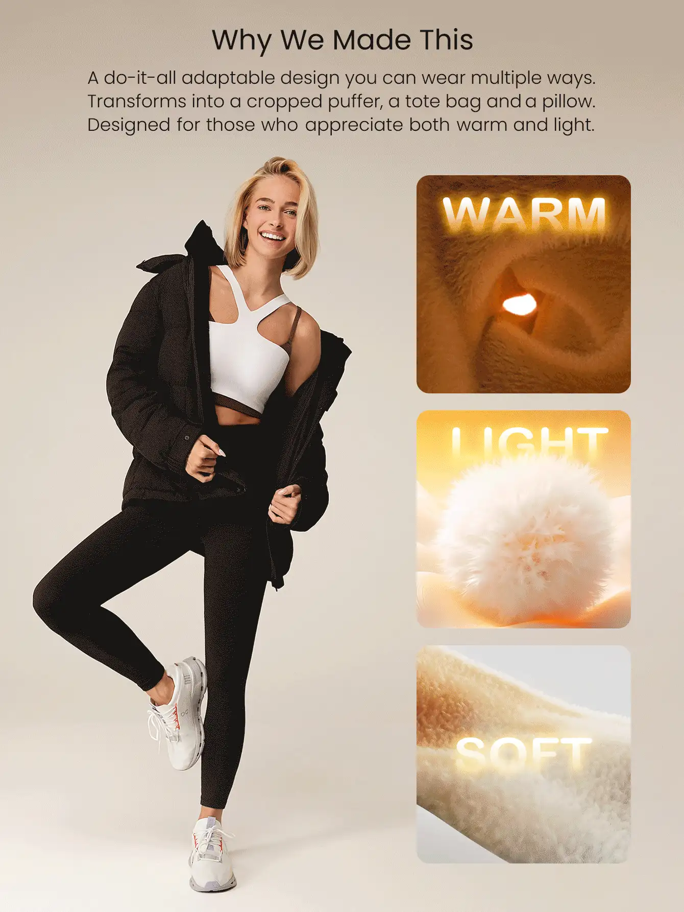 GLOWMODE 轻盈保暖休闲合身臀部长度可调节连帽羽绒夹克日常休闲冬季 - 黑色 - 查看 2