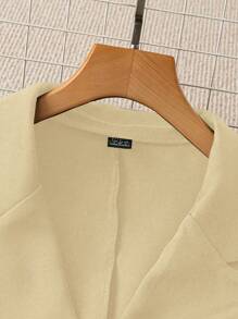 SHEIN Clasi Women's Solid Color Notched Lapel Long Sleeve Elegant Office Blazer, Autumn - Apricot - View 4