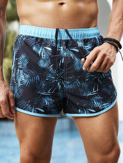 Surfspeed Shorts de praia masculinos com patchwork frontal e cadarço, cor sólida, casual para férias, estilo havaiano