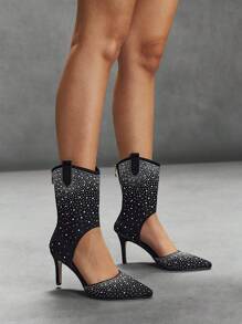 CUCCOO SZL Fully Rhinestone-Encrusted Elegant Pointed Toe Banquet Stiletto High Heel Sandals For Women Spring Shoes Spring Break Easter Prom Heels