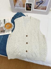 SHEIN Privé Plus Size 'Be Mine' Knitted Cropped Tank Top Vest - Apricot - View 3