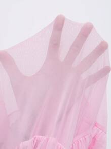 Slaydiva 可爱粉色性感甜美网眼花朵装饰抹胸连衣裙，适合派对、约会、日常穿着，适合冬季和夏季、新年和情人节 - 粉色 - 查看 7