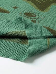 Manfinity EZcore Men's Casual Crew Neck Long Sleeve Star Pattern Sweater, Autumn/Winter - Army Green - View 6