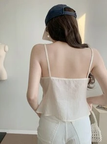 DAZY 优雅简约纯色修身女式背心，夏季娃娃装上衣