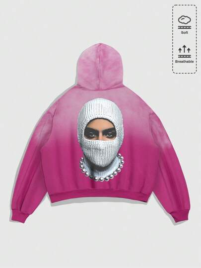 Street Life sweat-shirt à capuche pour homme avec imprimé graphique en forme et dégradé de couleurs, lavé