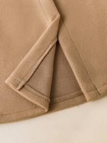 SHEIN Capa de poncho elegante con botones y parches de camello para niña, estilo otoño/invierno - Caqui - Ver 5