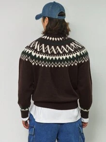 DAZY Men's Crew Neck Sweater, Simple & Fashionable, Casual And Everyday Wear,Fall Clothes - Coffee Brown - View 2