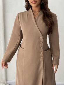 Celure Plus Size Dames Effen Kleur Enkelrijgs Lange Overjas Voor Herfst/Winter