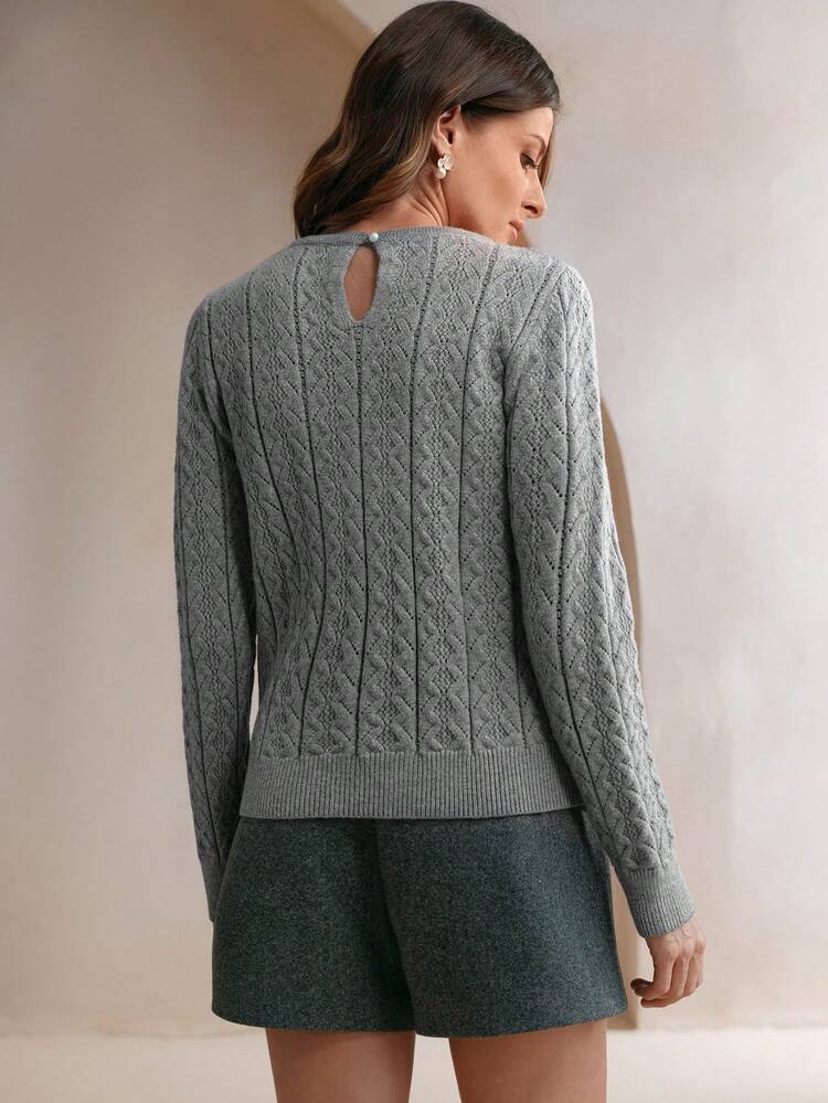 Elegant Fashion Crew Neck Women Sweater Suitable For Commuting Knit Pullover Fall Winter