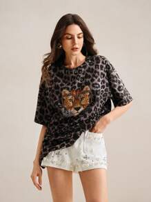 Anewsta Premium Rhinestone Design Versatile Women's Shorts, Autumn/Winter - White - View 4