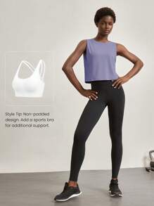 GLOWMODE Major Flex Relaxed Fit Tee Low Impact Yoga Studio Summer Quick Dry Moisture Wicking Gym - Purple - View 5