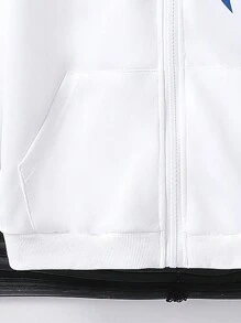 Tween Boy Star Print Street Style Hooded Zip-Up Jacket Chic Outfits For Autumn/Winter