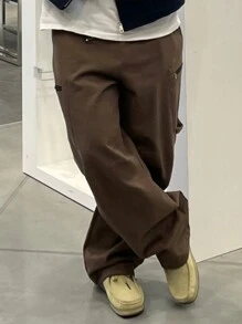 DAZY 男式休闲直筒拉链前开衩工装裤