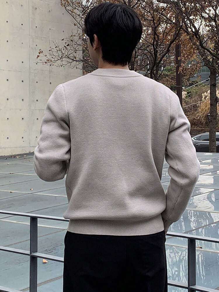 Men's Solid Color Crew Neck Long Sleeve Casual Sweater Fall,Winter