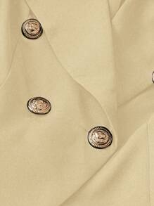 SHEIN Clasi Women's Solid Color Notched Lapel Long Sleeve Elegant Office Blazer, Autumn - Apricot - View 5