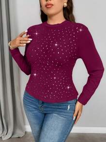 SHEIN Privé Plus Size Women Sparkly Mesh Knit Elegant Camisole Top, Flesh Color Sheer Party Underlay, Valentine