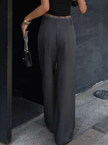 DAZY Women's Casual Loose Lace Patchwork Pants - Grey - View 2