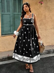 Breezaya 大码波西米亚风休闲简约日常连衣裙，适合夏季