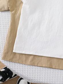 SHEIN Leap Crew Set de 2 camisas casuales con botones delanteros y manga corta para niños, conjunto multipieza adecuado para primavera, verano, otoño e invierno, para usar en casa, al aire libre, escuela y deportes - Multicolor - Ver 4