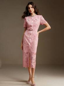 Anewsta Pink Lace New Party Birthday Dress For Valentine's Day - Pink - View 3