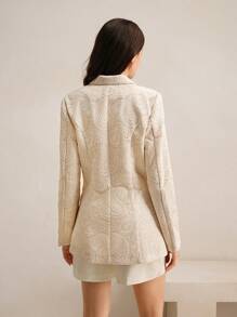 Anewsta Wasserlösliche Spitzengestrickte Damenjacke mit langen Ärmeln für den Neujahrsanzug