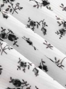 SHEIN EZwear 1 件大码女式花卉印花针织吊带背心连衣裙，夏季 - 黑與白 - 查看 4