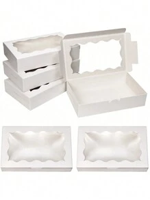 SHEIN 20pcs Rectangle Window Kraft Paper Candy Macaron Pastry Box Wedding Party Favor Baking Packaging Box School Supplies Food Bag Food Box Suitable For Candy Chocolate Cookies Etc.,Fall Decor