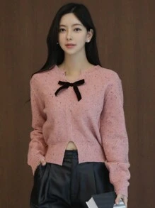 DAZY Valentijnsdag Dames Color Block Strik Trui