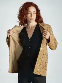 Aveloria Modichic 优雅复古设计纹理串珠刺绣贴袋圆领女式夹克