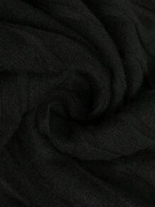 SHEIN LUNE Plus Size Casual Solid Color Lace Trim Batwing Sleeve T-Shirt For Autumn - Black - View 4