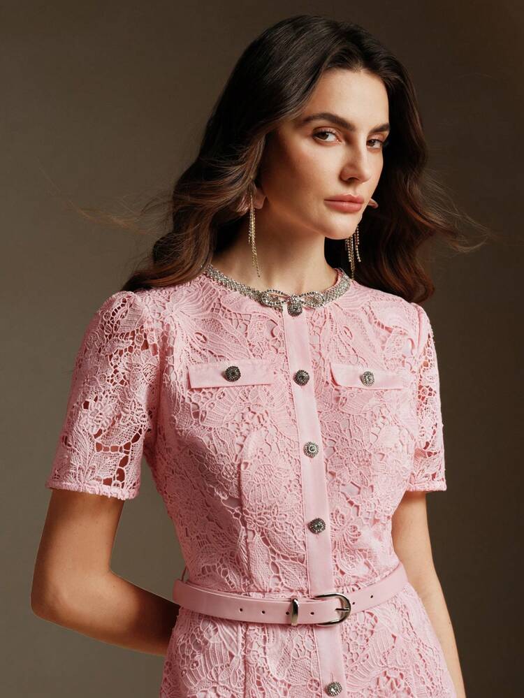 Pink Lace New Party Birthday Dress For Valentine's Day
