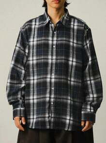 DAZY Men's Oversized Plaid Casual Loose Fit College Style Shirt