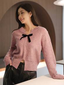 DAZY Valentijnsdag Dames Color Block Strik Trui