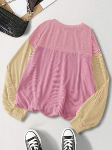 SHEIN LUNE Sudadera informal oversize con cuello redondo y textura