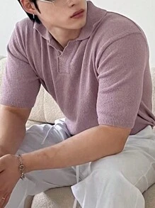 DAZY Męski jednolity liliowy sweter dojazdowy w modnym stylu