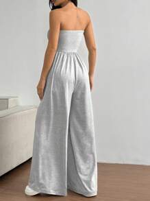 Flirla 休闲褶皱抹胸宽松阔腿连体裤