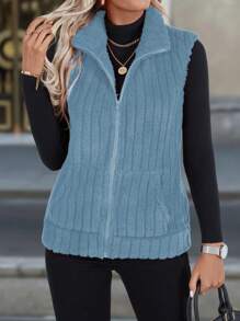 SHEIN LUNE 休闲纯色羊毛背心夹克，秋冬