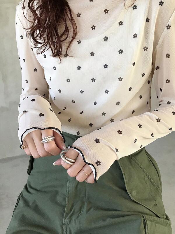 FRIFUL Women Polka Dot Blouse, Casual Minimalist Style For Daily Wear Sheer,Fall Clothes Long Sleeve Women Tops