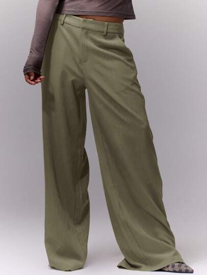 MUSERA 商务办公宽松修身西裤，复古风格，适合办公室穿着。