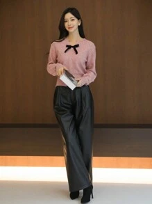 DAZY Valentijnsdag Dames Color Block Strik Trui