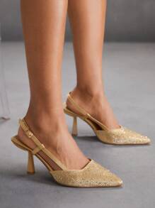 CUCCOO SZL Fashionable Rhinestone Ankle Strap High Heel Pumps Spring Shoes Spring Break Easter Prom Heels