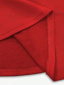 Chiquease Stylish & Elegant Solid Color Ruched Mermaid Skirt - Red - View 3