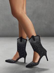 CUCCOO SZL Fully Rhinestone-Encrusted Elegant Pointed Toe Banquet Stiletto High Heel Sandals For Women Spring Shoes Spring Break Easter Prom Heels