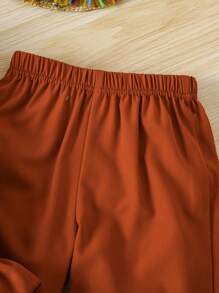 2 件套年轻女孩休闲时尚刺绣荷叶边灯笼袖上衣和裤子套装，适合春秋季节