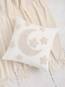 1pc Canvas Embroidered Throw Pillow Cover, Decorative For Living Room Sofa, Eid Al-Fitr - White - View 4