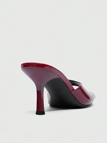 CUCCOO BIZCHIC Square Toe Stilettos Burgundy Women's High Heel Ankle Strap Sandals, Sexy Party Outfit For Spring/Summer Spring Shoes Spring Break Easter For Christmas - Burgundy - View 6