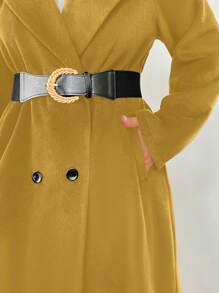 Celure Gabardina larga de mujer de talla grande con cuello vuelto y doble abotonadura, casual y elegante