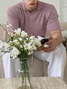 DAZY Męski jednolity liliowy sweter dojazdowy w modnym stylu