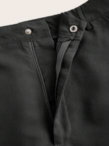 SHEIN Unity Women Solid Color Pocket Design Casual Trousers For Daily Wear Fall Cloth For Women - Black - View 4
